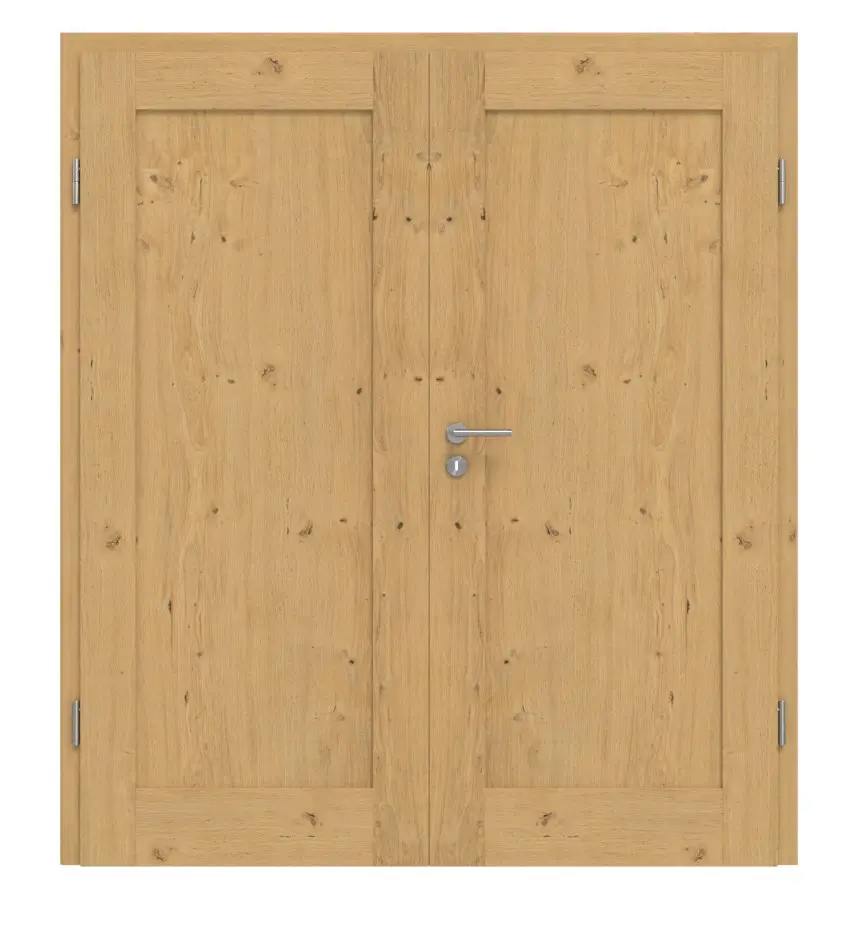 Drzwi dwuskrzydłowe TM-1 dąb sękaty drewno lite z ościeżnicą