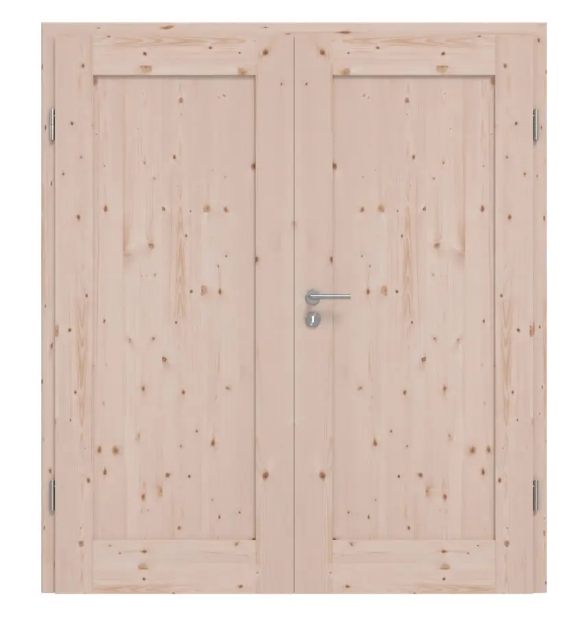 Drzwi dwuskrzydłowe TM-1 świerk skandynawski sękaty drewno lite z ościeżnicą