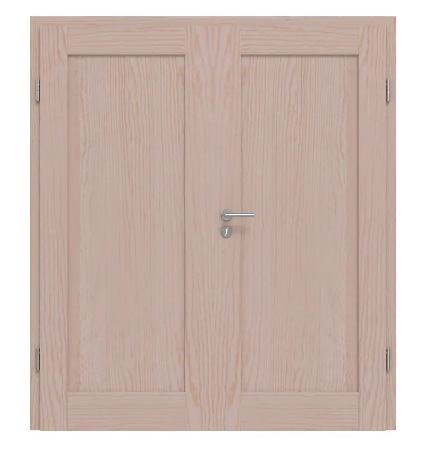 Drzwi dwuskrzydłowe TM-1 sosna nordycka bezsęczna drewno lite z ościeżnicą