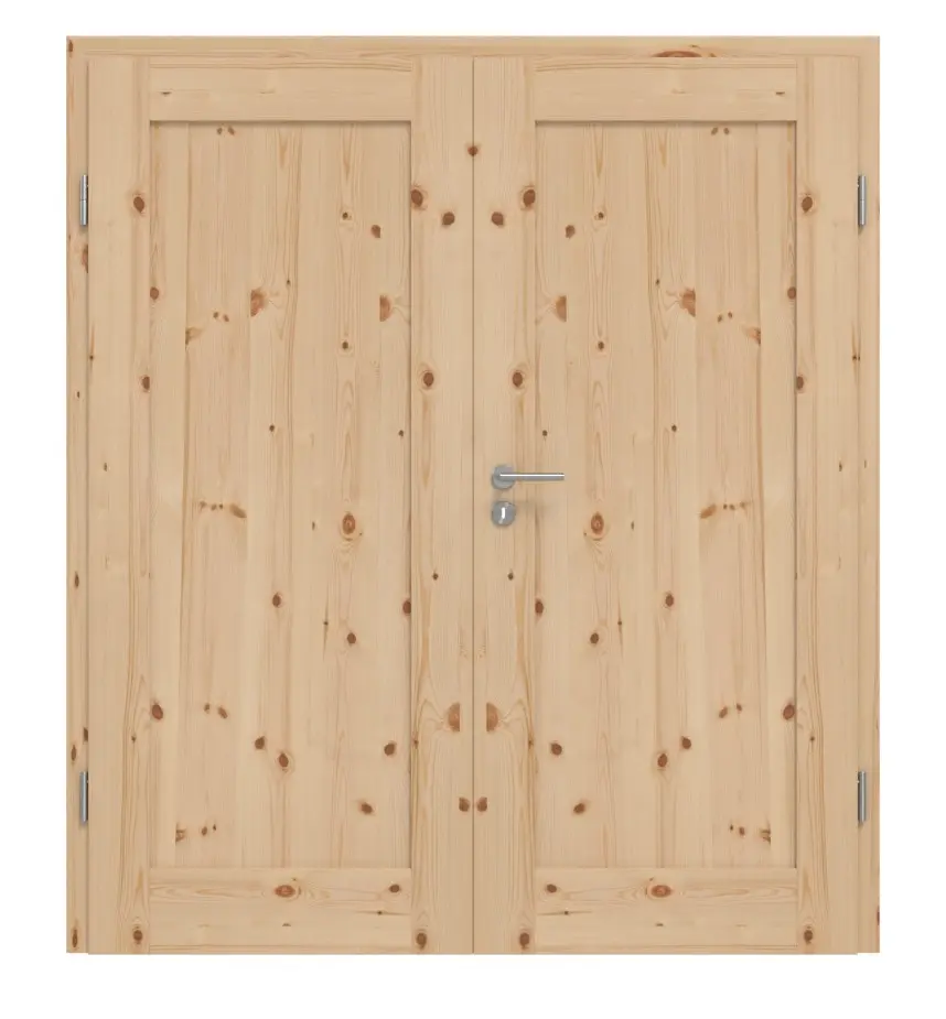 Drzwi dwuskrzydłowe TM-1 sosna nordycka sękata drewno lite z ościeżnicą