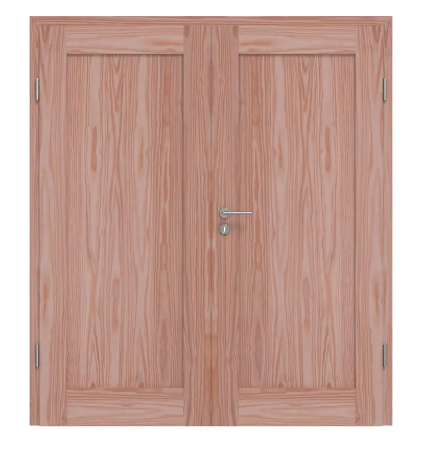 Drzwi dwuskrzydłowe TM-1 modrzew drewno lite z ościeżnicą
