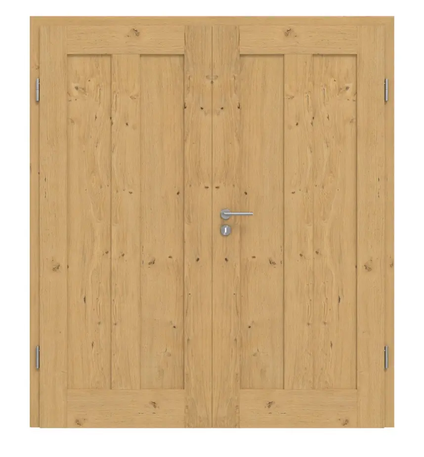 Drzwi dwuskrzydłowe TM-10 dąb sękaty drewno lite z ościeżnicą