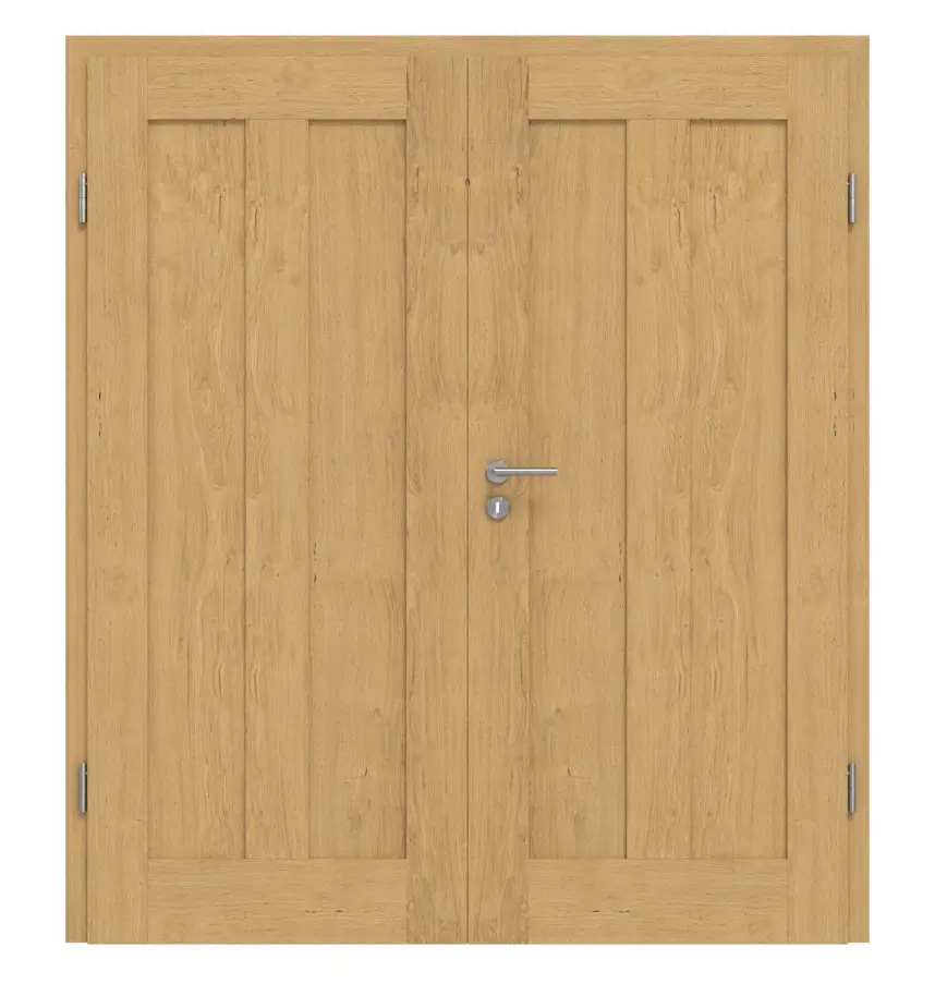 Drzwi dwuskrzydłowe TM-10 dąb bezsęczny drewno lite z ościeżnicą