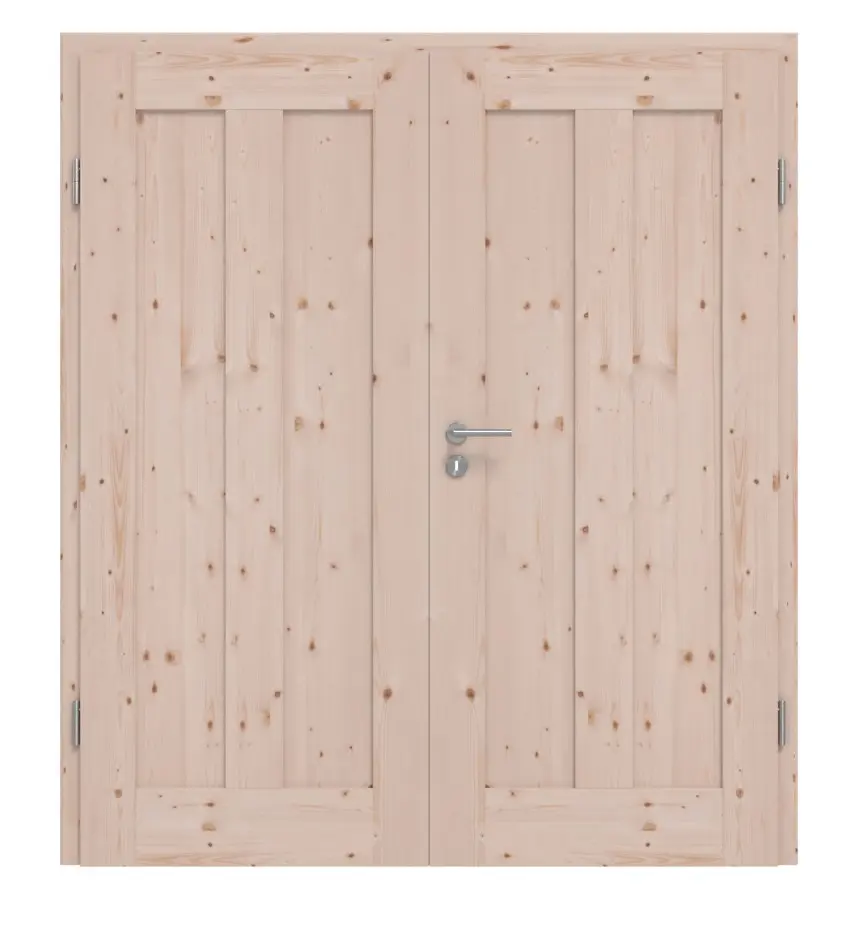 Drzwi dwuskrzydłowe TM-10 Świerk skandynawski sękaty drewno lite z ościeżnicą