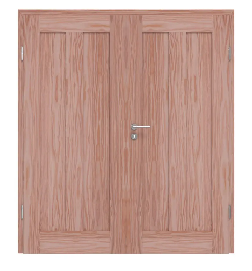 Drzwi dwuskrzydłowe TM-10 modrzew drewno lite z ościeżnicą