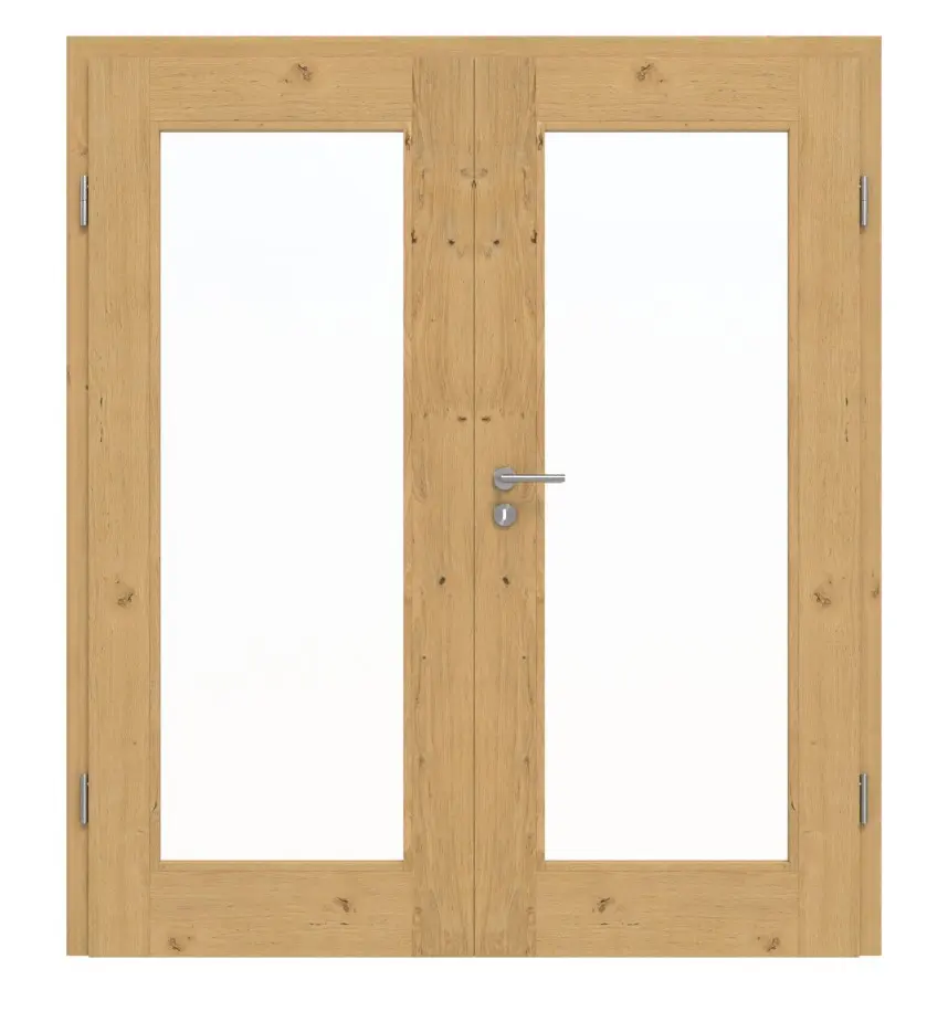 Drzwi dwuskrzydłowe TM-12 dąb sękaty drewno lite z ościeżnicą