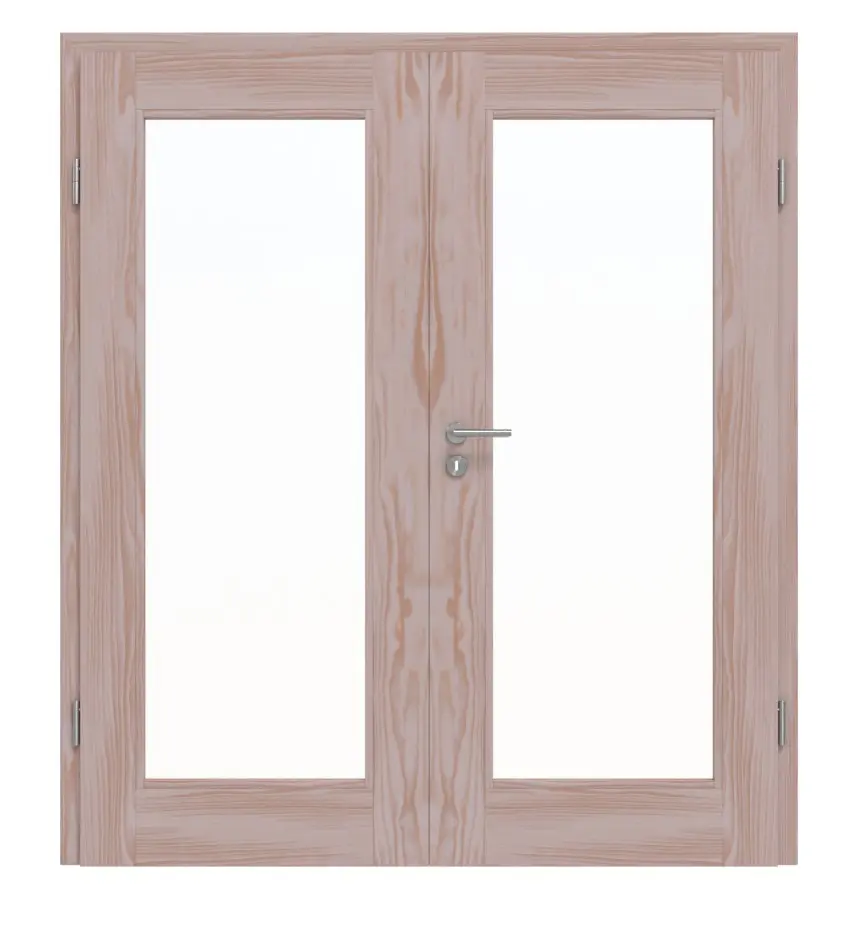 Drzwi dwuskrzydłowe TM-12 Świerk skandynawski bezsęczny drewno lite z ościeżnicą