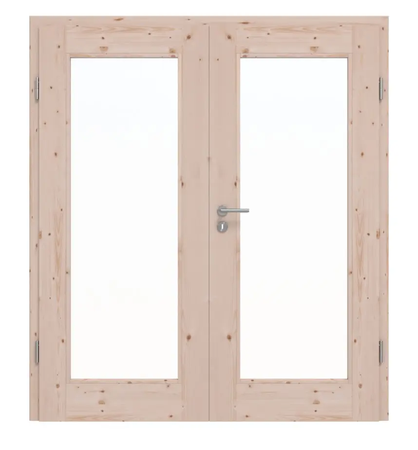 Drzwi dwuskrzydłowe TM-12 świerk skandynawski sękaty drewno lite z ościeżnicą