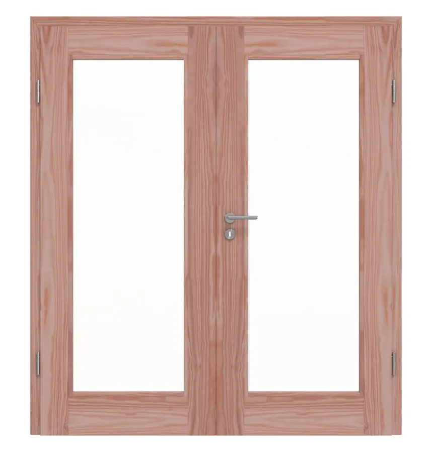 Drzwi dwuskrzydłowe TM-12 modrzew drewno lite z ościeżnicą