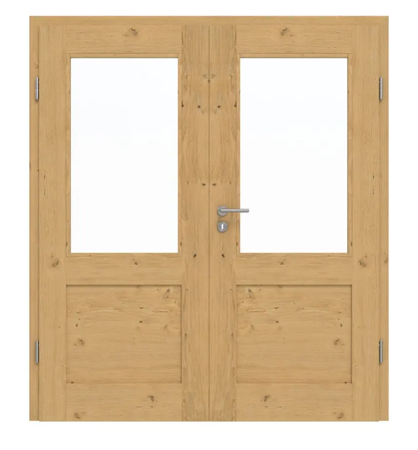 Drzwi dwuskrzydłowe TM-16 dąb sękaty drewno lite z ościeżnicą