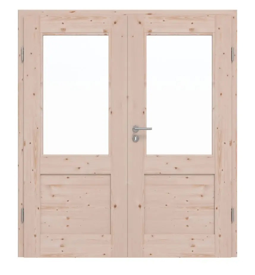 Drzwi dwuskrzydłowe TM-16 świerk skandynawski sękaty drewno lite z ościeżnicą