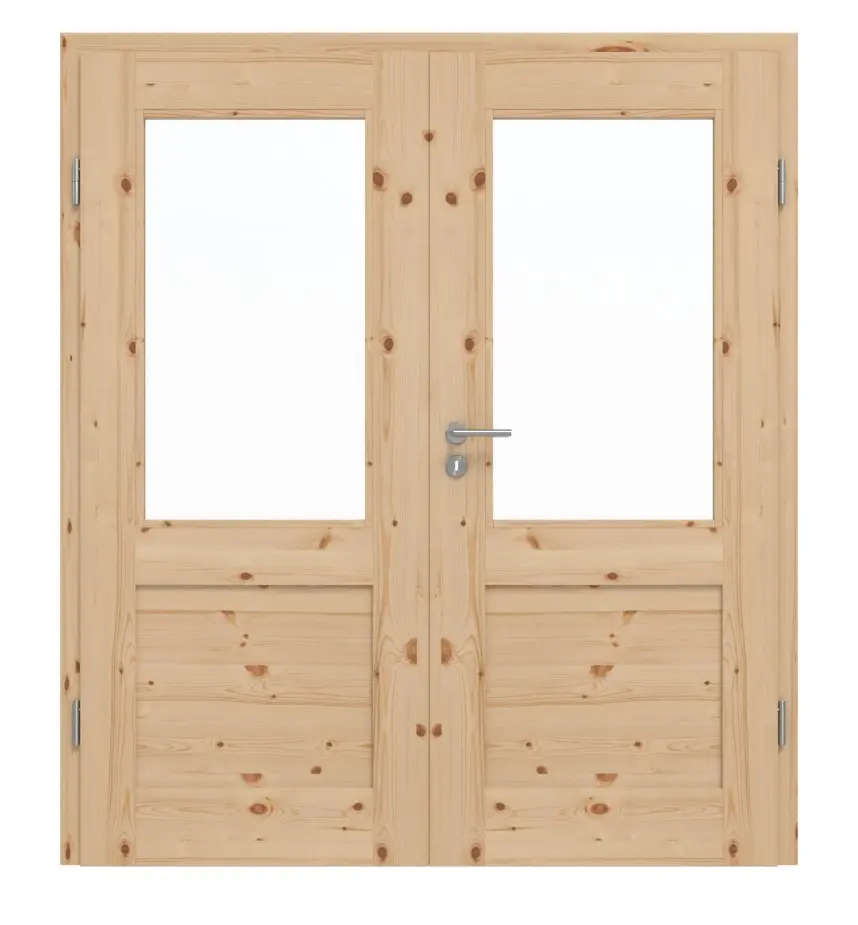 Drzwi dwuskrzydłowe TM-16 sosna nordycka sękata drewno lite z ościeżnicą