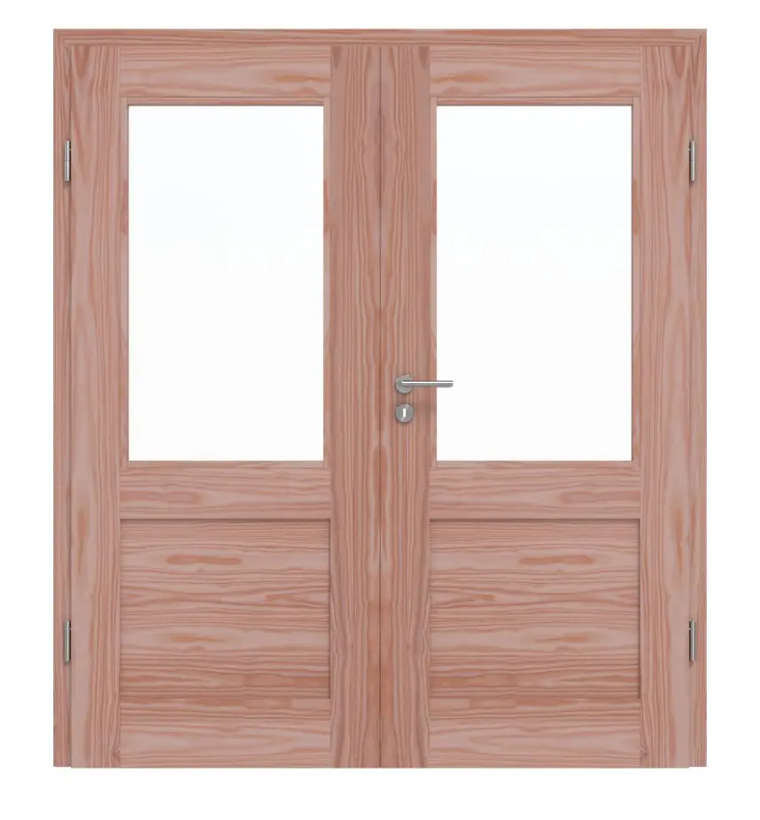 Drzwi dwuskrzydłowe TM-16 modrzew drewno lite z ościeżnicą