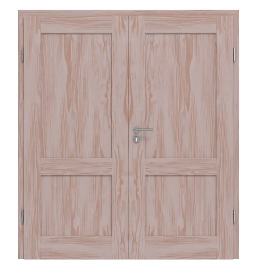 Drzwi dwuskrzydłowe TM-2 świerk skandynawski bezsęczny drewno lite z ościeżnicą