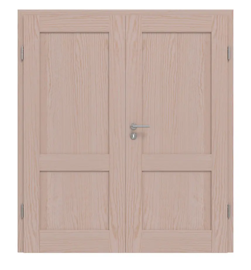 Drzwi dwuskrzydłowe TM-2 sosna nordycka bezsęczna drewno lite z ościeżnicą