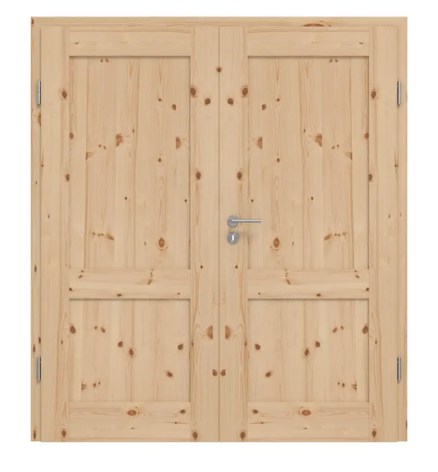 Drzwi dwuskrzydłowe TM-2 sosna nordycka sękata drewno lite z ościeżnicą
