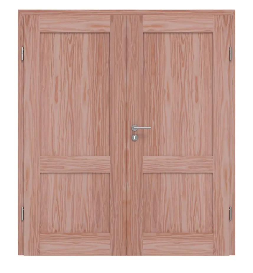 Drzwi dwuskrzydłowe TM-2 modrzew drewno lite z ościeżnicą