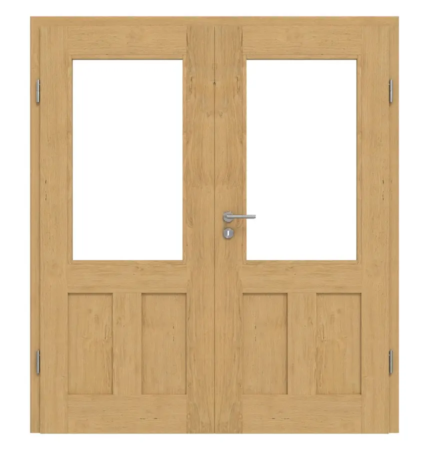 Drzwi dwuskrzydłowe TM-21 dąb bezsęczny drewno lite z ościeżnicą