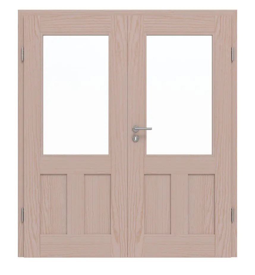Drzwi dwuskrzydłowe TM-21 sosna nordycka bezsęczna drewno lite z ościeżnicą