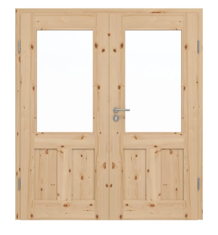 Drzwi dwuskrzydłowe TM-21 nordycka sosna sękata drewno lite z ościeżnicą