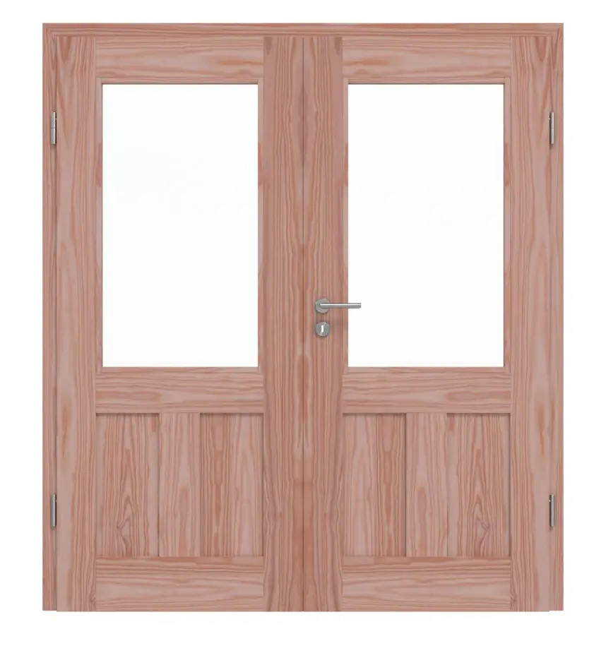 Drzwi dwuskrzydłowe TM-21 modrzew drewno lite z ościeżnicą