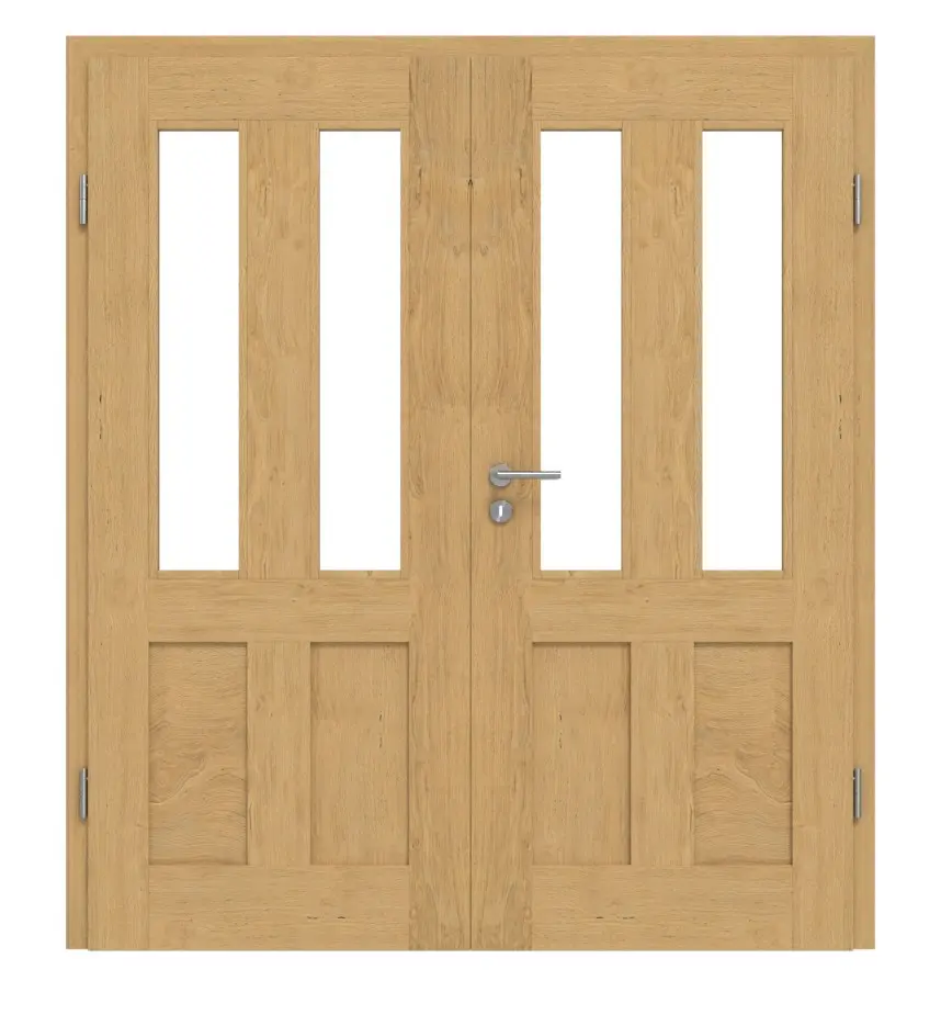 Drzwi dwuskrzydłowe TM-22 dąb bezsęczny drewno lite z ościeżnicą