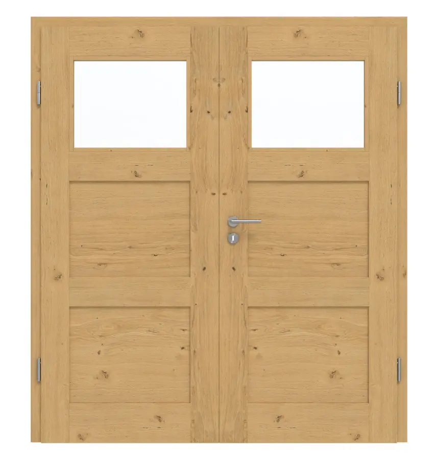 Drzwi 2-skrzydłowe TM-31 dąb sękaty drewno lite z ościeżnicą
