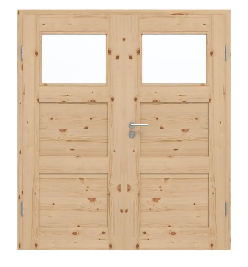 Drzwi dwuskrzydłowe TM-31 sosna nordycka sękata drewno lite z ościeżnicą