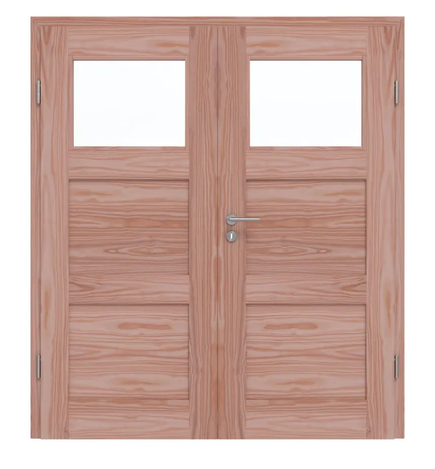 Drzwi dwuskrzydłowe TM-31 modrzew drewno lite z ościeżnicą