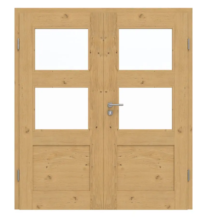 Drzwi dwuskrzydłowe TM-32 dąb sękaty drewno lite z ościeżnicą