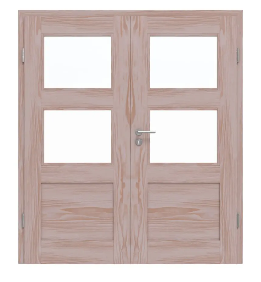 Drzwi dwuskrzydłowe TM-32 świerk skandynawski bezsęczny drewno lite z ościeżnicą