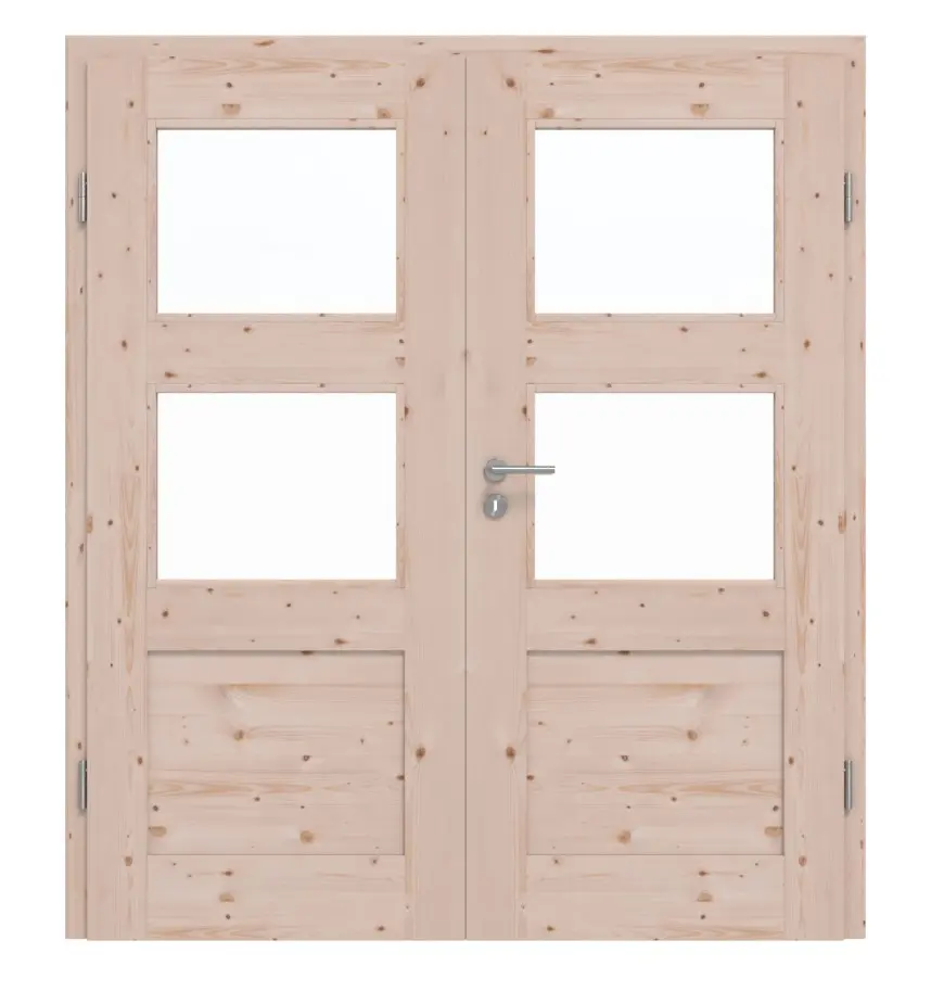 Drzwi dwuskrzydłowe TM-32 świerk skandynawski sękaty drewno lite z ościeżnicą