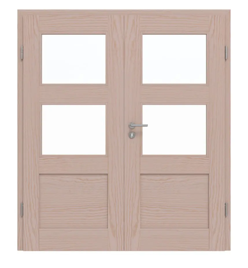 Drzwi 2-skrzydłowe TM-32 sosna nordycka bezsęczna drewno lite z ościeżnicą