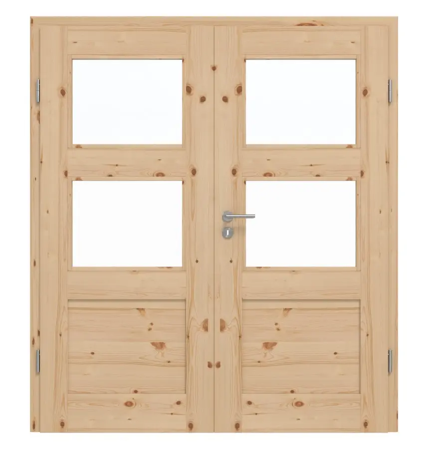 Drzwi 2-skrzydłowe TM-32 sosna nordycka sękata drewno lite z ościeżnicą