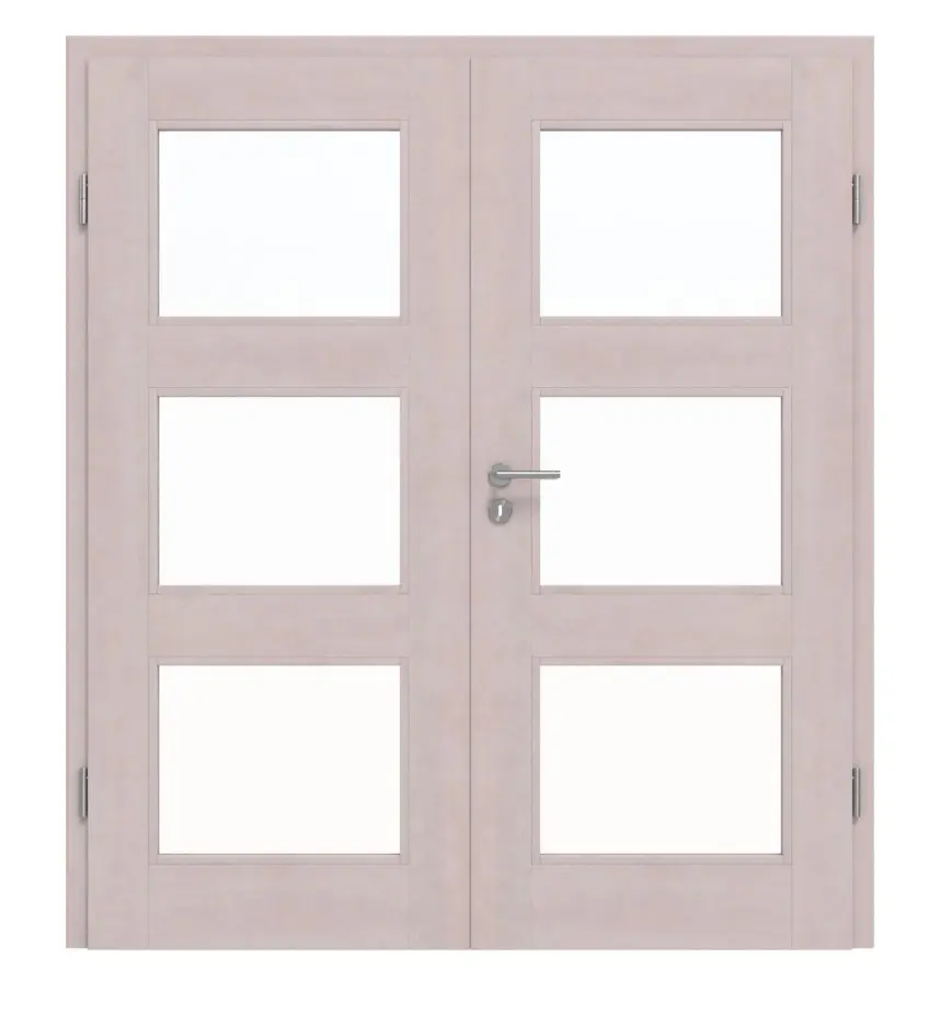 Drzwi 2-skrzydłowe TM-33 buk białe, pigmentowane lakierowane drewno lite z ościeżnicą