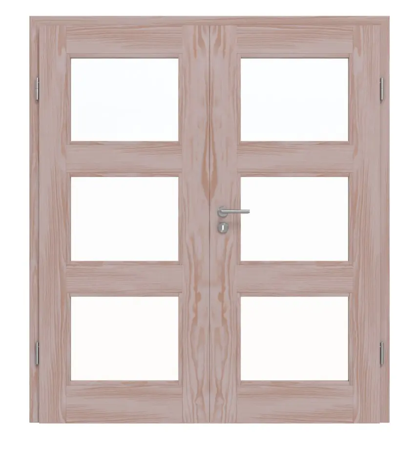 Drzwi dwuskrzydłowe TM-33 skandynawski świerk bezsęczny drewno lite z ościeżnicą