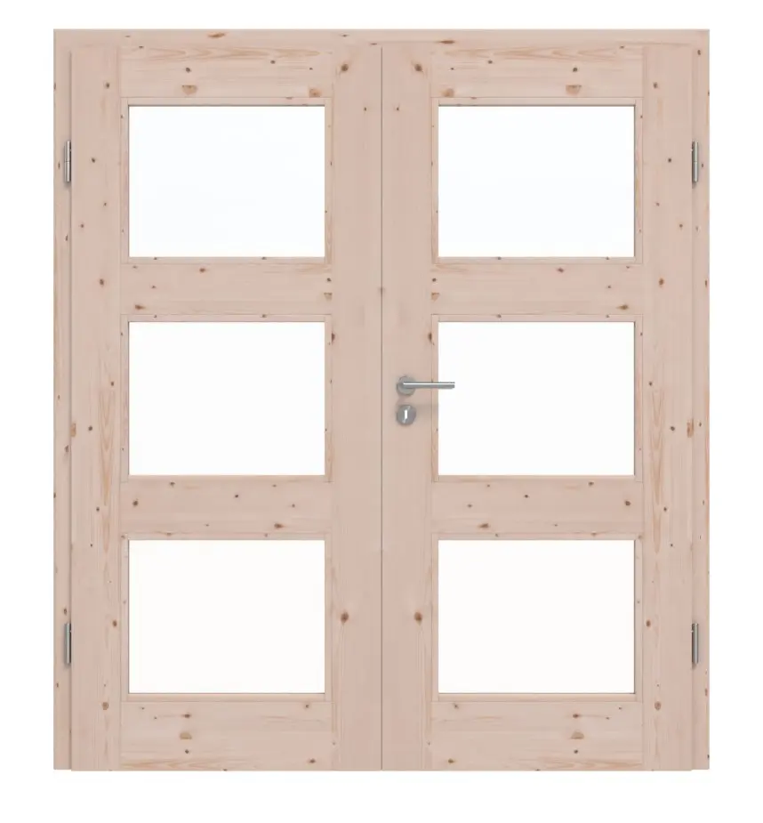 Drzwi 2-skrzydłowe TM-33 świerk skandynawski sękaty drewno lite z ościeżnicą
