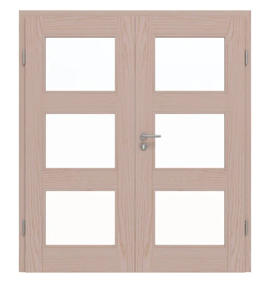 Drzwi dwuskrzydłowe TM-33 sosna nordycka bezsęczna drewno lite z ościeżnicą