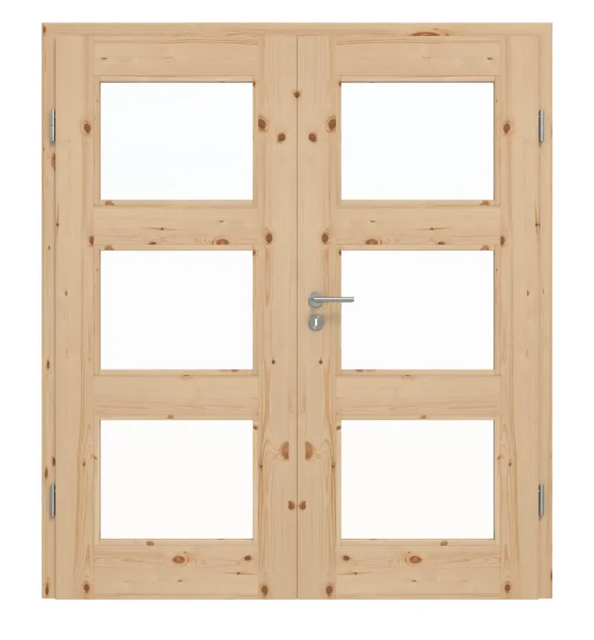 2-skrzydłowe drzwi TM-33 sosna nordycka sękata drewno lite z ościeżnicą
