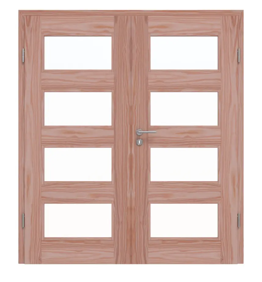 Drzwi dwuskrzydłowe TM-36 modrzew drewno lite z ościeżnicą