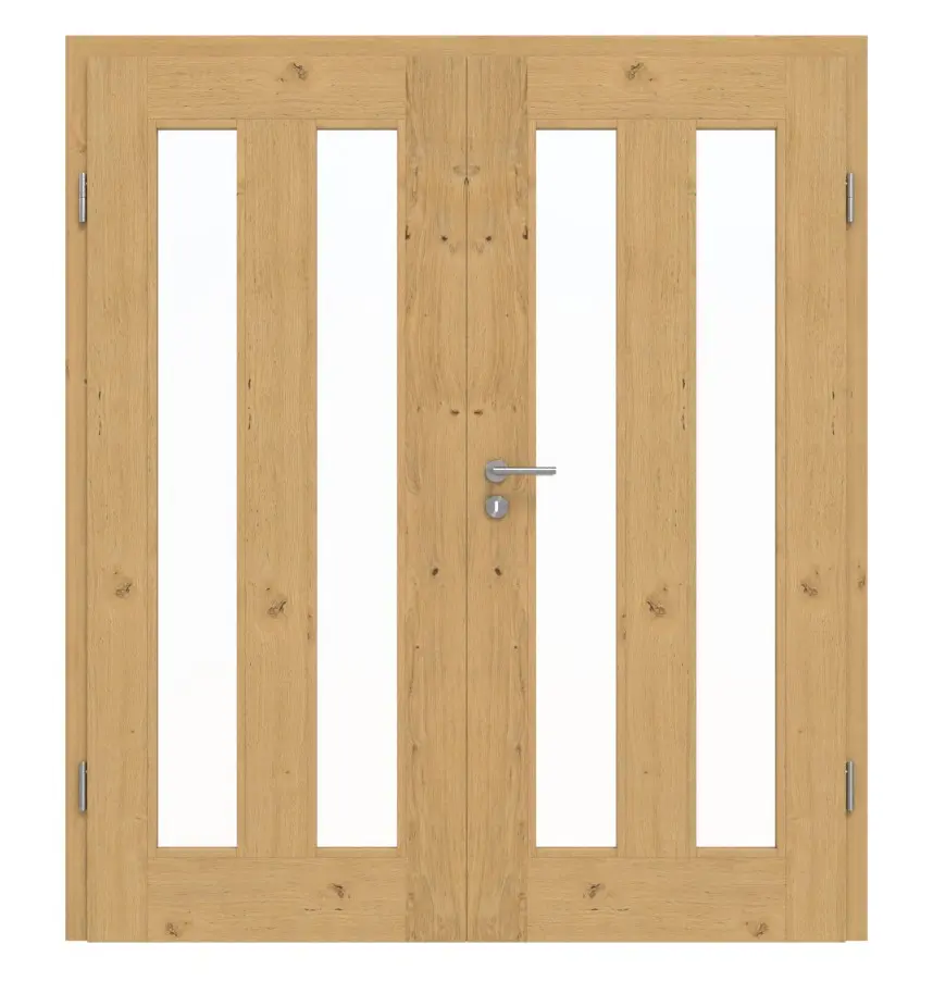 Drzwi dwuskrzydłowe TM-39 dąb sękaty drewno lite z ościeżnicą