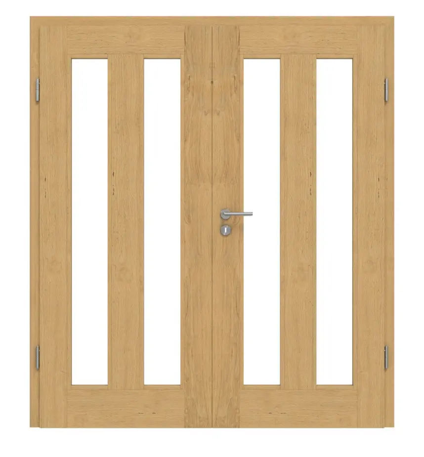 Drzwi dwuskrzydłowe TM-39 dąb bezsęczny drewno lite z ościeżnicą