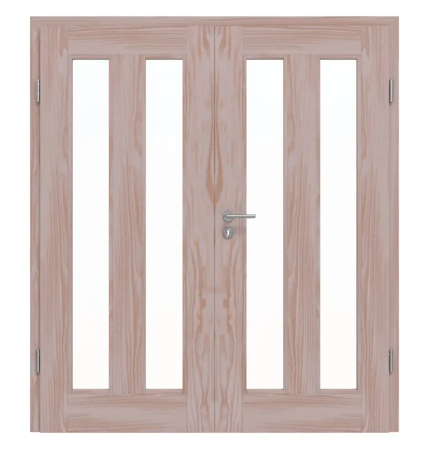 Drzwi dwuskrzydłowe TM-39 Świerk skandynawski bezsęczny drewno lite z ościeżnicą