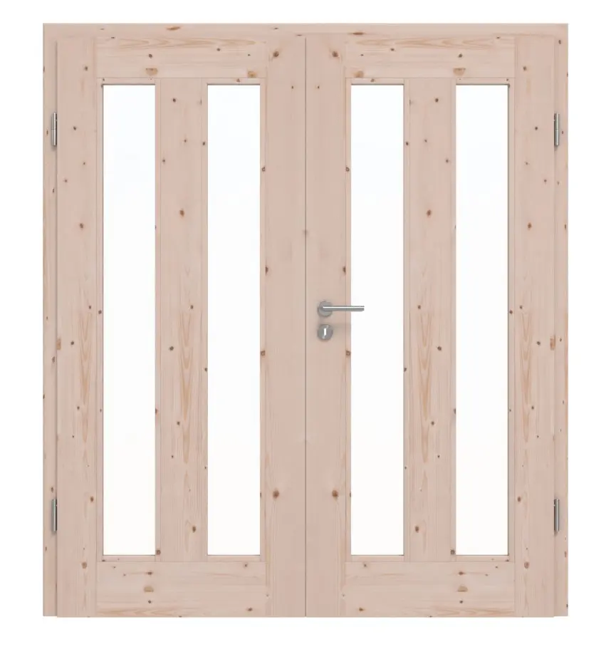 Drzwi dwuskrzydłowe TM-39 Świerk skandynawski sękaty drewno lite z ościeżnicą