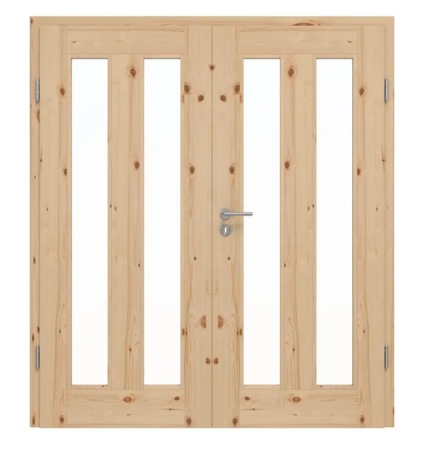 Drzwi dwuskrzydłowe TM-39 sosna nordycka sękata drewno lite z ościeżnicą