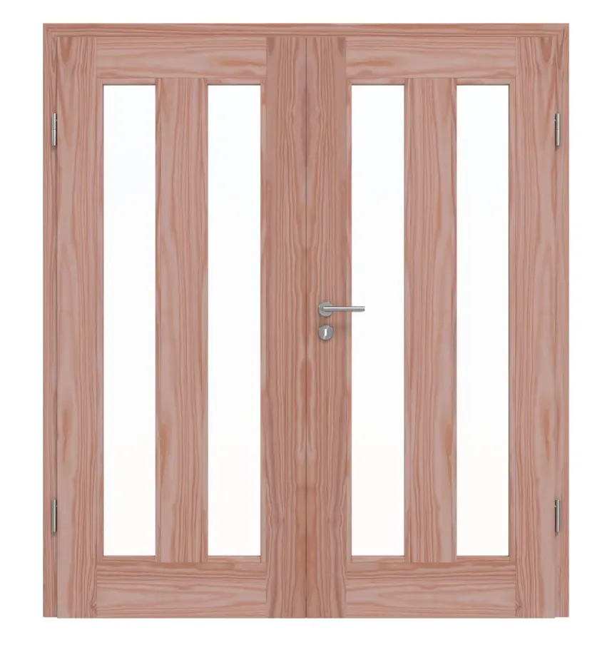 Drzwi dwuskrzydłowe TM-39 modrzew drewno lite z ościeżnicą