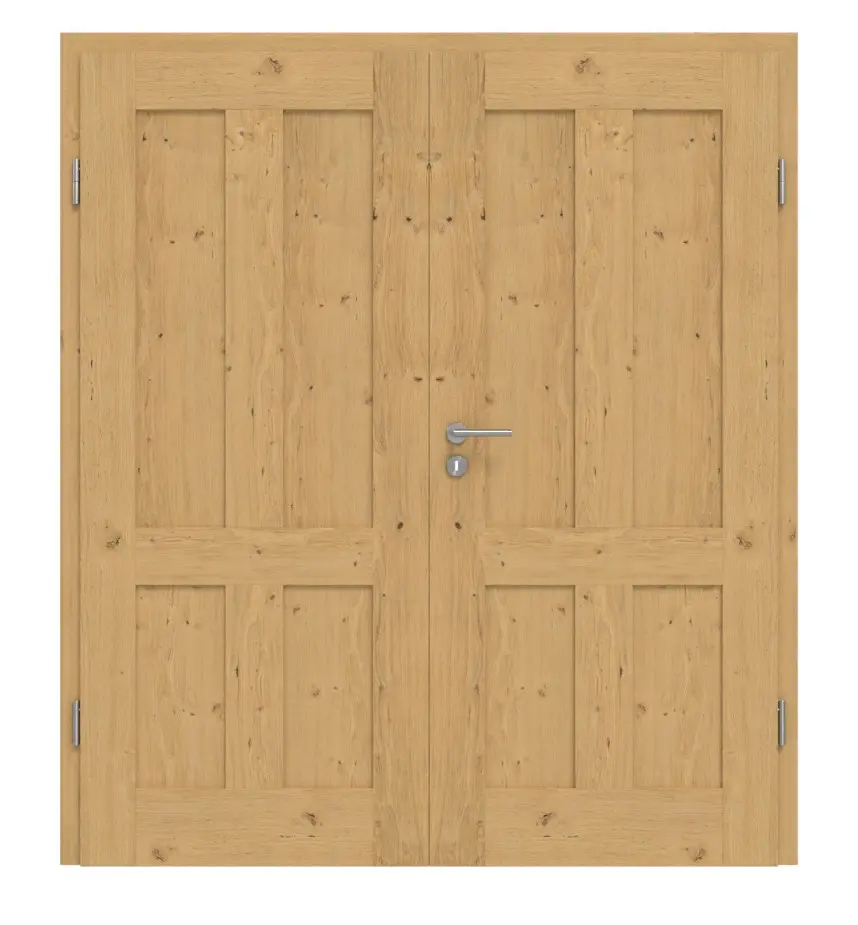 Drzwi dwuskrzydłowe TM-4 dąb sękaty drewno lite z ościeżnicą