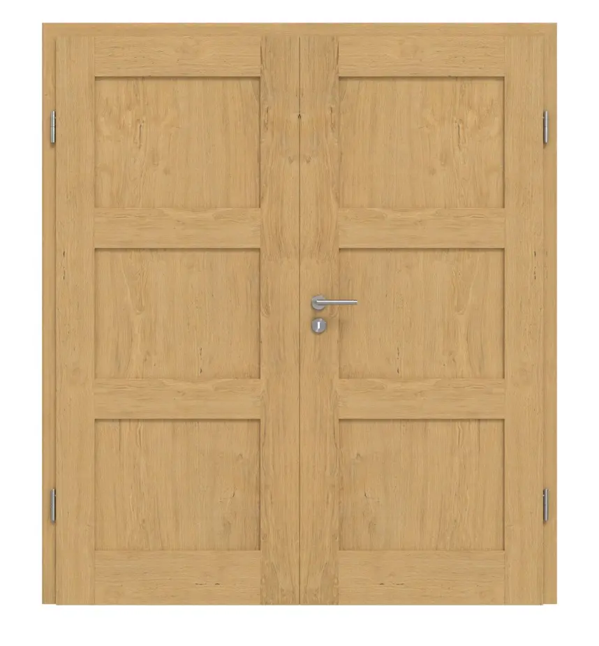 Drzwi dwuskrzydłowe TM-6 dąb bezsęczny drewno lite z ościeżnicą