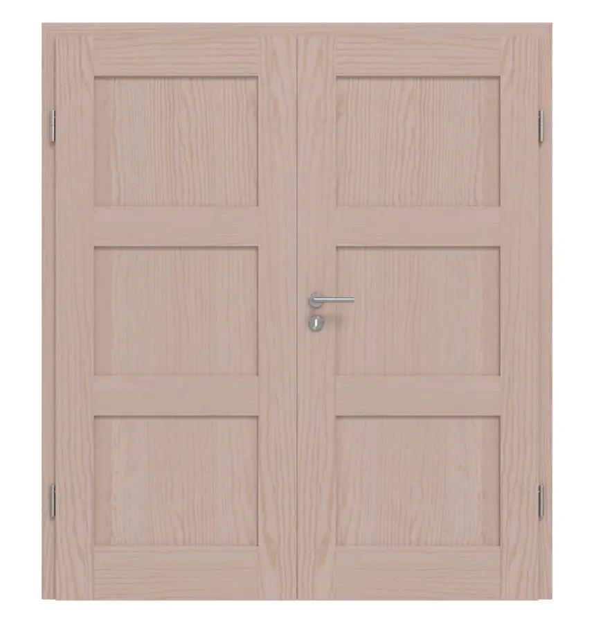Drzwi dwuskrzydłowe TM-6 sosna nordycka bezsęczna drewno lite z ościeżnicą