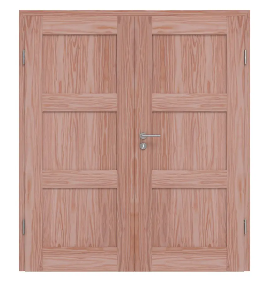 Drzwi dwuskrzydłowe TM-6 modrzew drewno lite z ościeżnicą